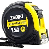Zabiki Measuring Tape Measure, 25 Ft Decimal Retractable Dual Side Ruler with Metric and Inches, Easy to Read, for Surveyors,