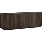 Henn&Hart Fluted TV Stand for TVs up to 75" with 2 Storage Cabinets with an Adjustable Shelf for Living Room, Family Room, or Office, Warm Brown