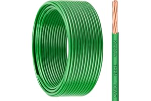 KIMBLUTH THHN Wire 10 Gauge 50 FT Stranded Copper Wire, 10 AWG Copper Wire Rated up to 600V Building Wire Nylon Jacket for Residential, CNC, Ground, Industrial (10 Gauge, Green)
