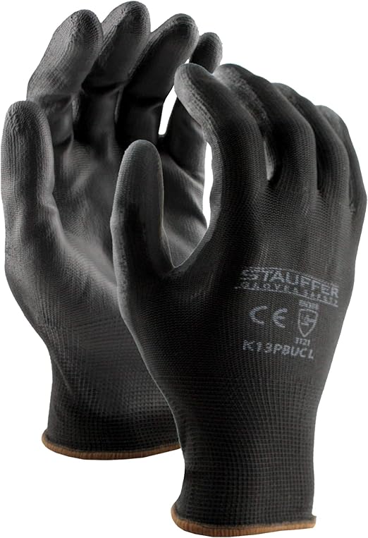Stauffer UltraThin Black Polyurethane (PU) Coated Safety Work Gloves