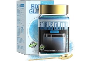 LOCDO Edible Glitter, Edible Luster Dust -100% Food Grade Brew Glitter for Drinks & Food & Cake No Taste or Texture, Vegan Allergen-Free (Blue, Large 15G)