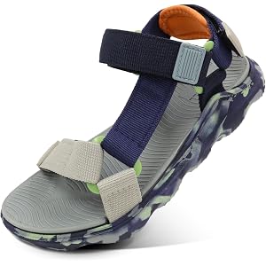 Boys Girls Sandals Kids Hiking Beach Sandals Open-Toe Athletic Shoes | Sports Sandals,Three Hook and Loop Straps,Lightweight,