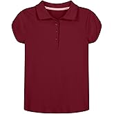 Nautica Girls' School Uniform Short Sleeve Polo Shirt, Button Closure, Soft Pique Fabric