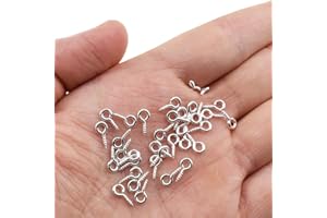 Binzzo 1/3 Inch Small Screw Eyes Solidly Closed Eyelet Threads Hold Tight Hand Twisting Cup Hooks Eyebolt Quality Aolly Silver 260 Pieces for Christmas Hanging Ornaments Jewelry Making Bead Crafts