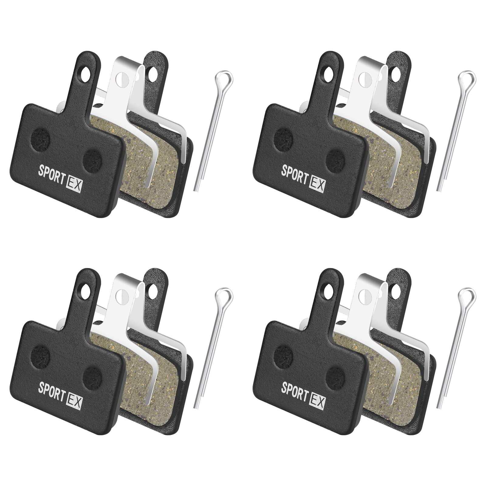 Ainiv Disc Bike Brake Pads, 4 Pairs Resin Bicycle Brake Replacement Pads for Shimano B01S Deore M575 M525 M515 T615 T675 M505 M495 M486 M485 M475 M465 M447 M446 M445 M416 M415 M395 M375 M375 M315 M355