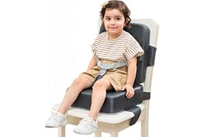 HOMEAL Booster Seat for Kitchen Chair - Toddler Booster Seat for Dining Table - Dining Seat with Adjustable Straps - Non-Slip Base & Breathable Fabric - Dark Gray