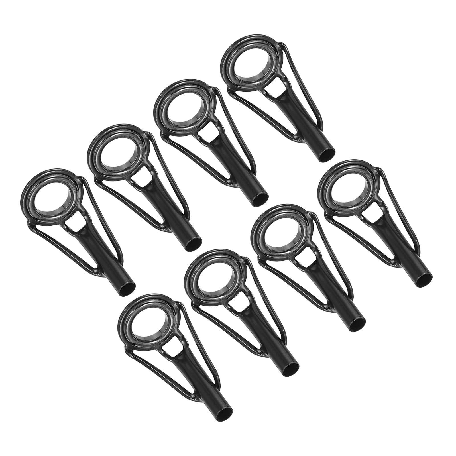 PATIKIL 3.2mm Fishing Rod Tip Repair Kit, 8pcs Stainless Steel Pole Ring Guide Replacement for Saltwater Freshwater Fishing, Black