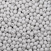 300 Pieces White Beads for Bracelet Making, Acrylic Round Loose Spacer Beads with 1.8mm Hole, Bulk 10mm Craft Beads for Necklaces Earring Jewelry Making Supplies