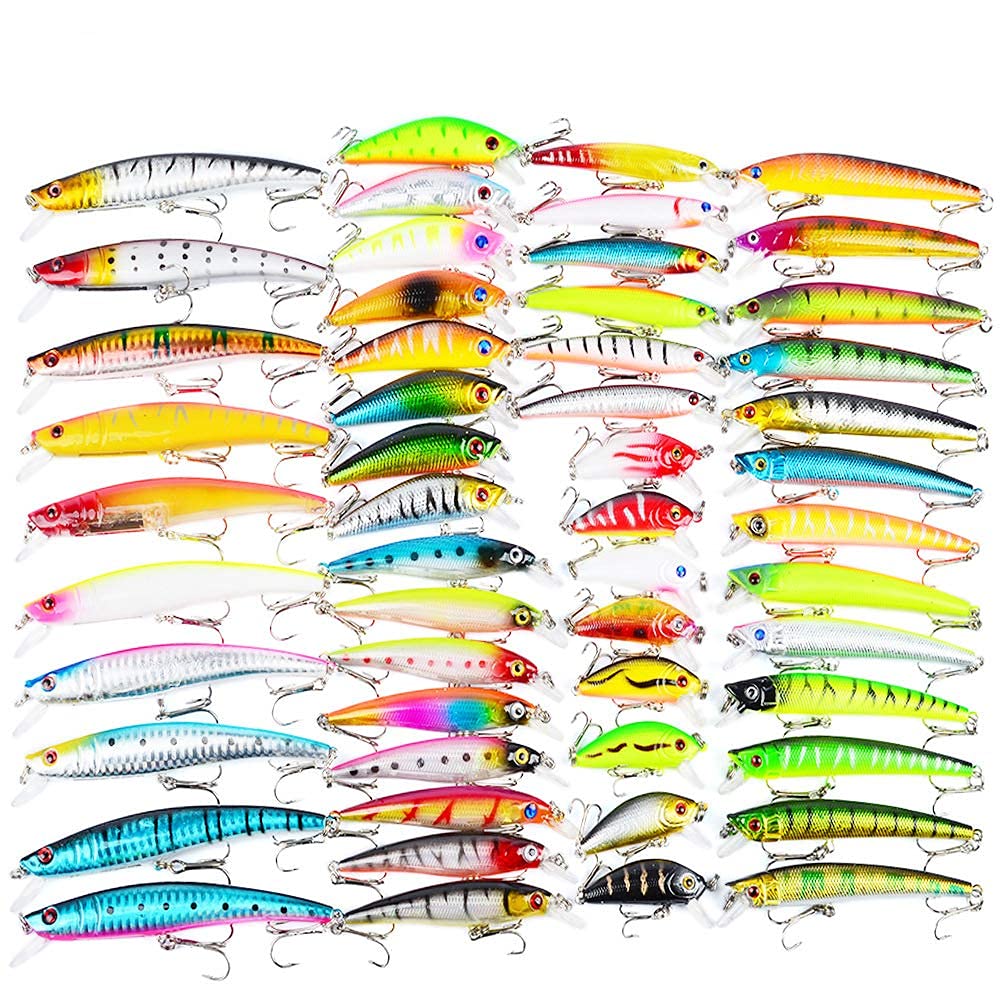 CHSEEO Fishing Lure Kits 53pcs Lure Set With Tackle Box - Wobblers, Swimbaits, Crankbaits, Spinnerbaits - Freshwater & Saltwater