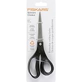 Fiskars 8" Everyday Recycled Stainless Steel Scissors, Home &amp; Office, Gray | Ergonomic Handles, Great for Cutting Paper, Cardboard, Photos and More
