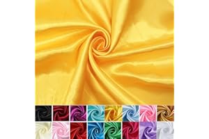 HOTGODEN Satin Fabric: 60" Wide 2 Yards,5 Yards Yellow Solid Satin Fabric for Wedding, Bridal, Decoration, Fashion, Apparel Crafts
