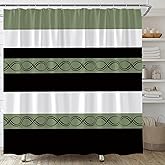 AYDSMYD Sage Green Black Stripe Shower Curtain Abstract Geometric Modern Simple Fashion Home Fabric Bathroom Decor Set Include Hooks,70" WX70 H