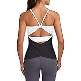 BMJL Womens Workout Tops Athletic Tank Top Built in Bra Yoga Ribbed Sleeveless Open Back Running Gym Shirts