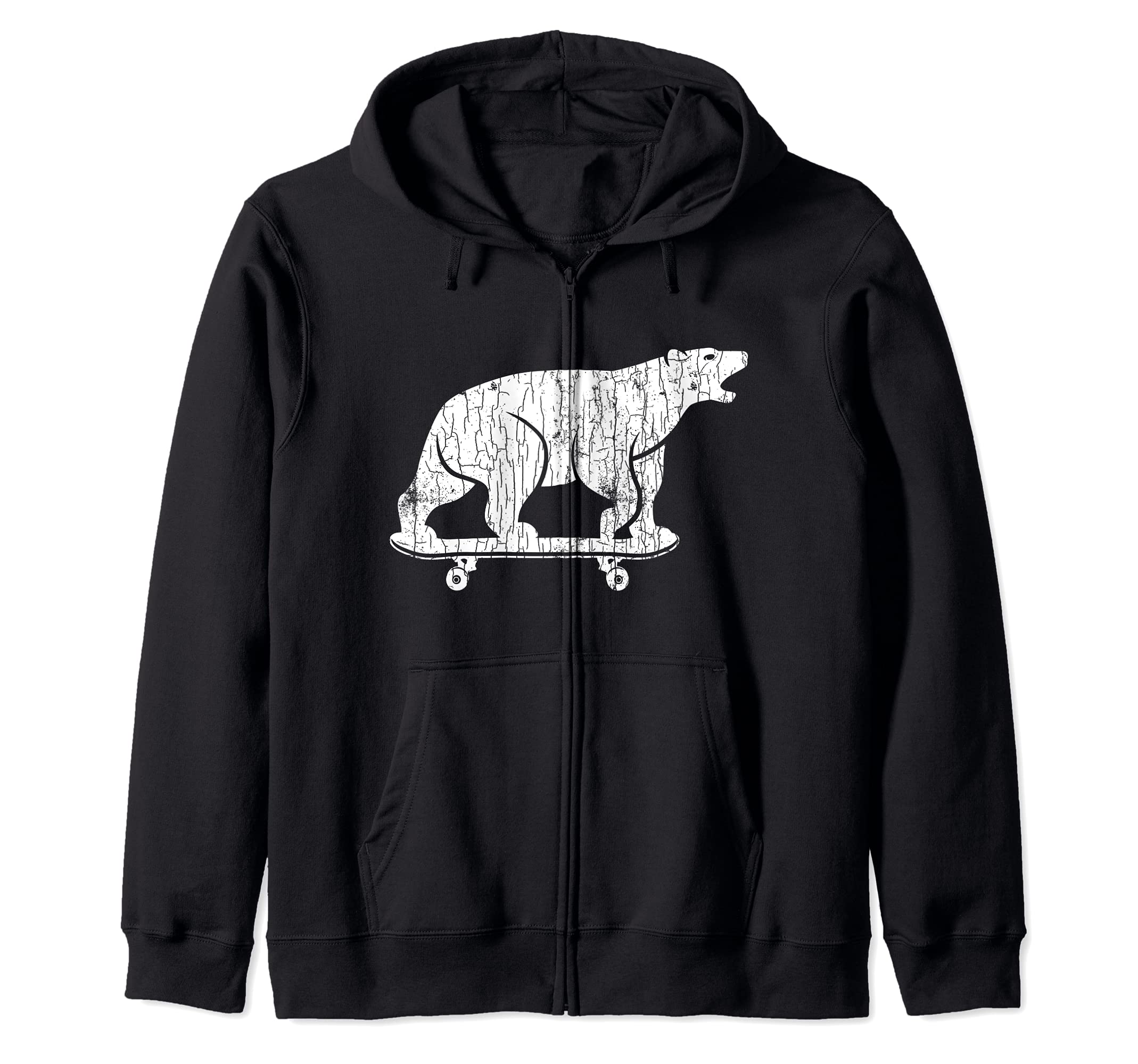 Polar Bear Funny Skateboard Graphic Zip Hoodie