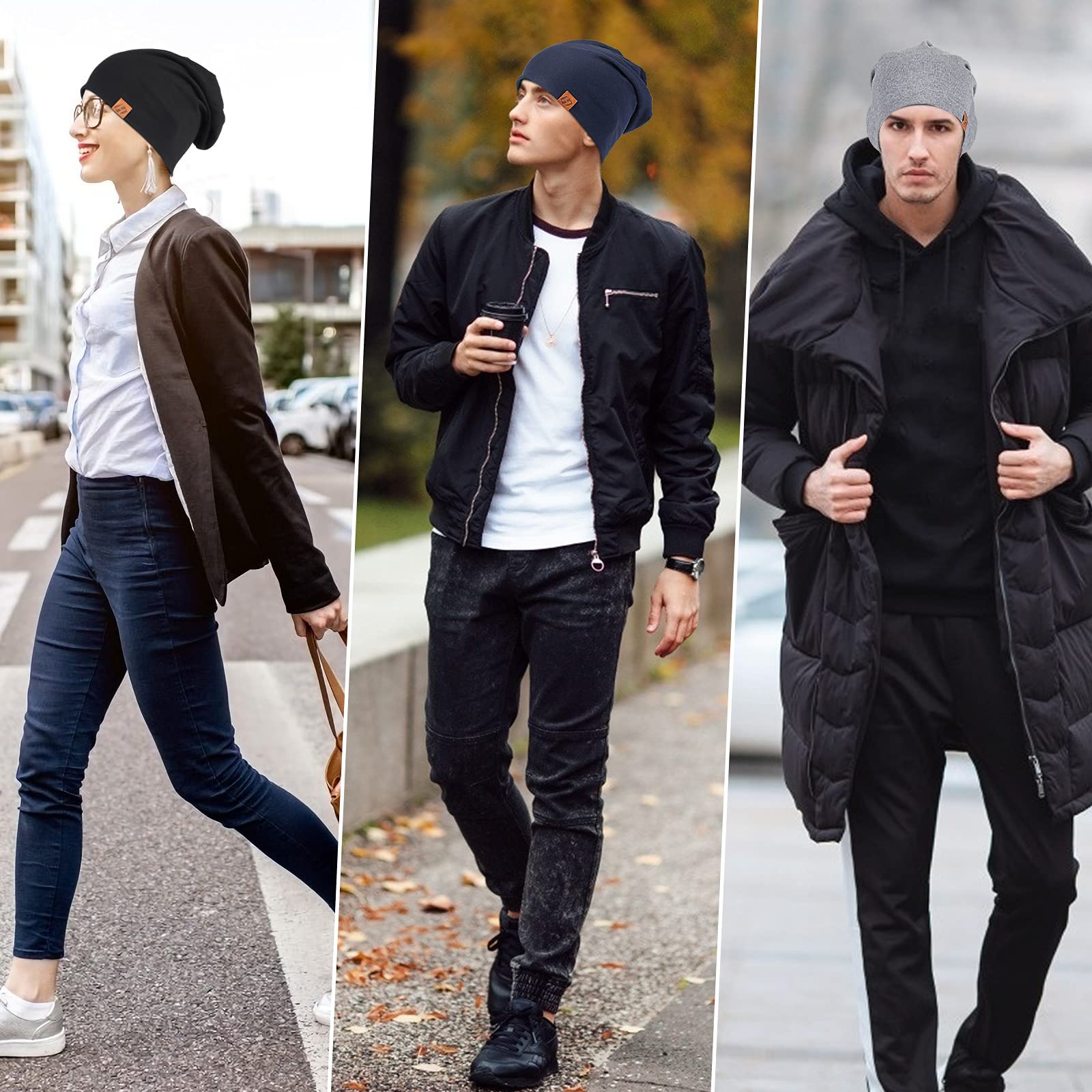 HASAGEI Mütze Damen Leicht Weich Unisex Slouch Beanie Elastisch Mütze Herren für alle Jahreszeiten 7