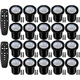 Motrackcao 2700K-6500K Dimmable Landscape Well Lights, Low Voltage Outdoor In-Ground Lighting IP67 Waterproof with Memory Function, 12-24V Landscape Lighting for Garden Pathway Yard (20 Pack)