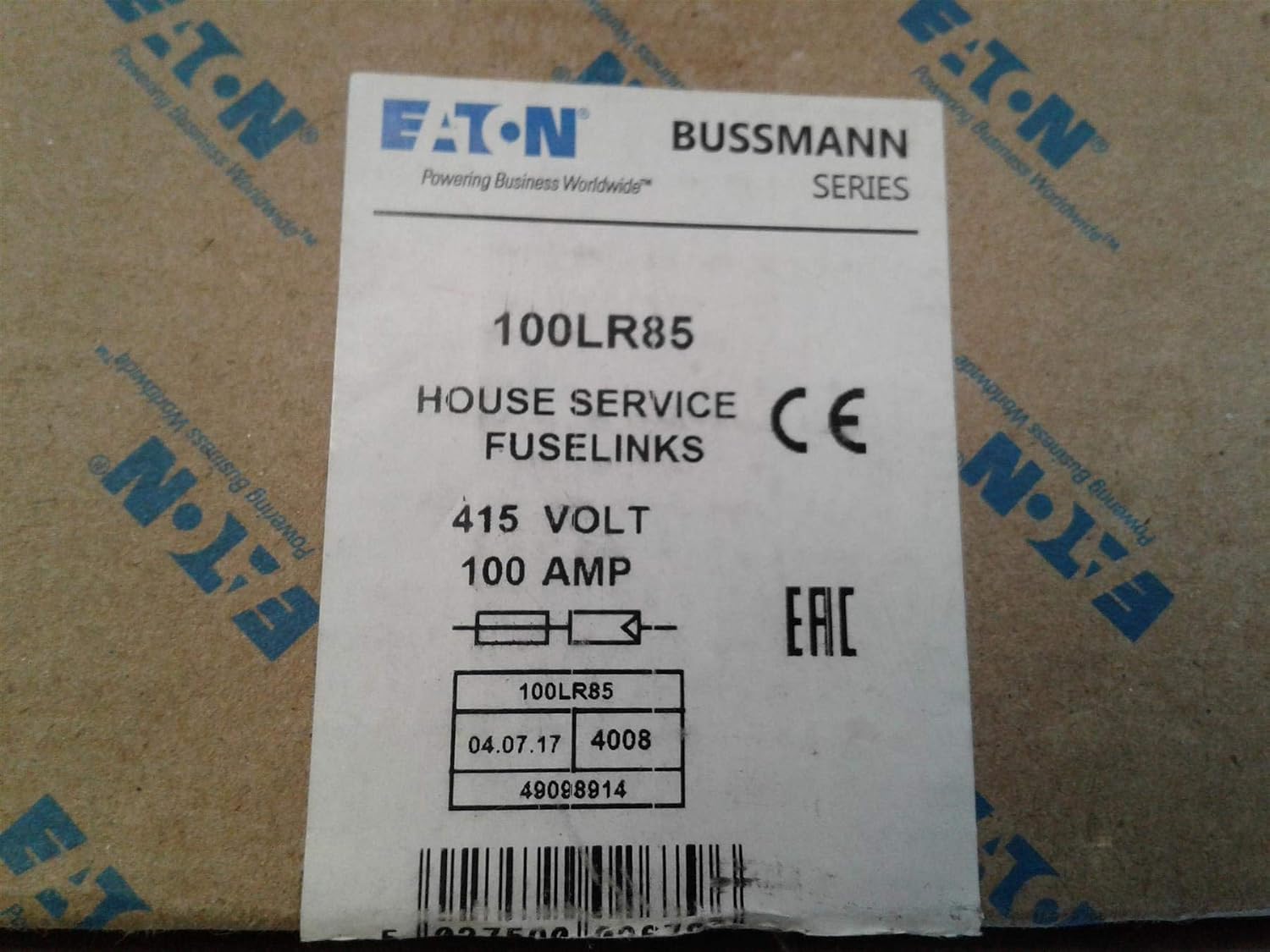 23 X 57 Mm Bs System C Type Ii Ac 415 V Eaton 100lr85 House Connection Fuse Insert Low Voltage 100 A Bs Gl Gg Circuit Protection Products Industrial Electrical