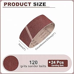 HARFINGTON 3 x 21 Inch Sanding Belts, 24 Pcs 120