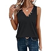 Micticsi Womens V Neck Tank Tops Sleeveless Loose Fit Shirts Summer Outfits Clothes 2025