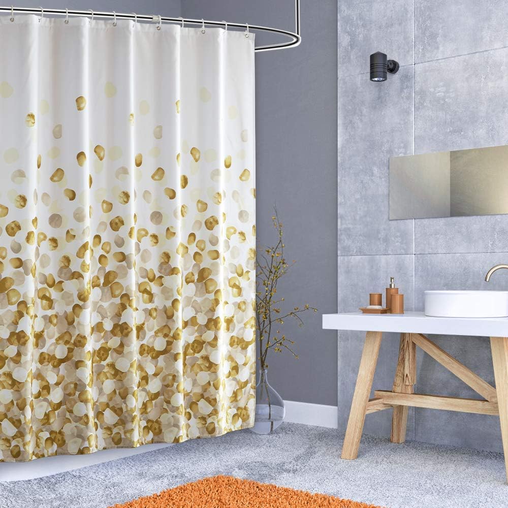 ARICHOMY Yellow Shower Curtain Set Bathroom Fabric Curtains Waterproof