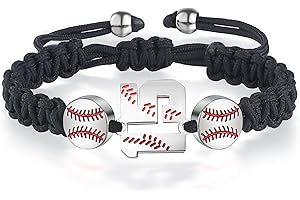 XOYOYZU Baseball Number Bracelets for Men Athletes Jersey Number Bracelet Handmade Braided Adjustable Bracelets Personalized Baseball Gifts for Men