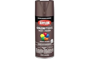12 oz Krylon K05527007 Leather Brown COLORmaxx Paint & Primer Spray Paint, Gloss