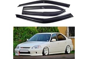 AceRide Window Visors Compatible with Honda Civic Sedan 1996 1997 1998 1999 2000，Rain Guards Sun Shields Window Deflector，Tape-On Mugen Style，4PCS