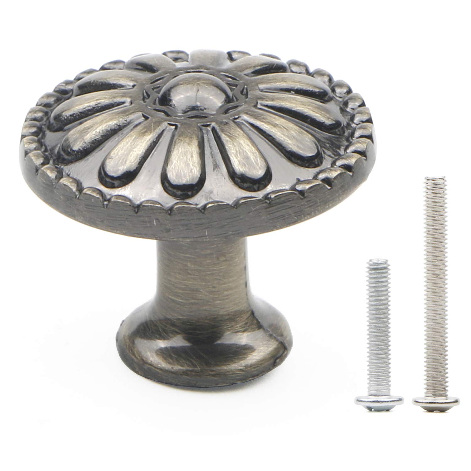 Pxyelec Pack of 6 Vintage Circular Cabinet Door Knob Pastoral Kitchen Drawer Pull Cupboard Bathroom Handle Cabinet Hardware Single Hole, Furniture Knobs