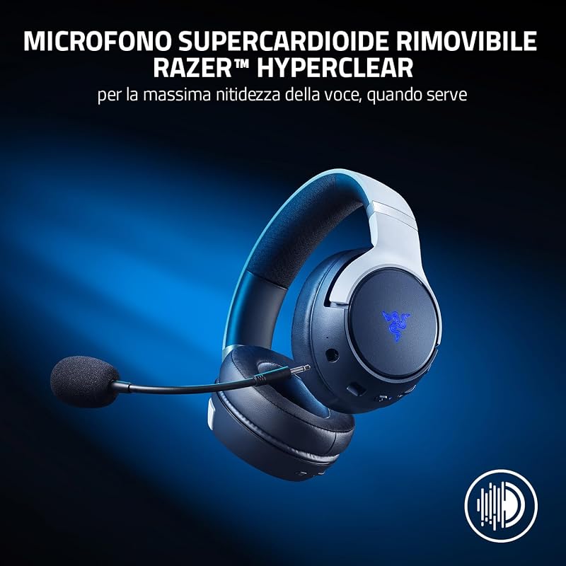 Kaira Pro HyperSpeed - Cuffie gaming wireless multipiattaforma con funzionalità aptiche (HyperSpeed Wireless, Funzionalità aptiche HyperSense, Driver TriForce in Titanio da 50 mm) Nero-Bianco