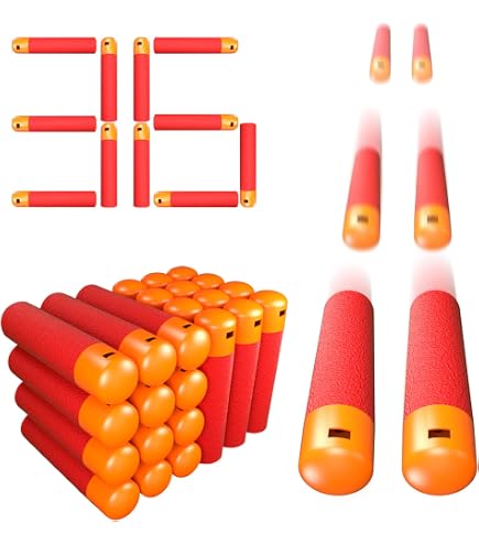 POFET 30 Fléchettes Mousse Rouge 9,5 Cm – Recharge Pour NERF N-Strike Elite, Précision Et Sécurité