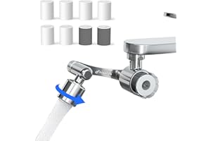 Frizzlife Water Filter for Sink Faucet Extender Aerator, 9pcs Filter Reduce 99% Chlorine, 1080° Rotating Brass Swivel Aerator, 2 Modes Attachment Faucet Filter for Skin Kitchen Bathroom Sink, FF1080