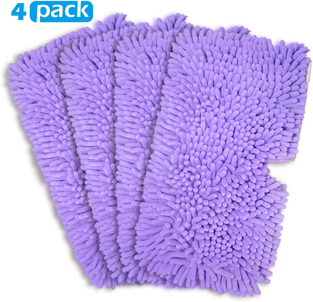 Magicmops 4 Pack Microfiber Steam Pocket Mop Pads Compatible for Shark Rectangle Mop Head S3500 Series,S3501,S3601,S3550,S3901,S3801,SE450,S3801CO, S3601D,SE450, Model # P119W, Purple