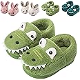 OWIF Toddler Slippers Boys Girls Kids Dinosaur Bunny House Slipper Non-slip Warm Winter Soft Fuzzy Indoor Shoes