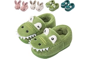 OWIF Kids Toddler Slippers Boys Girls Dinosaur Bunny House Shoes Non Slip Warm Soft Winter Fuzzy Indoor Slipper