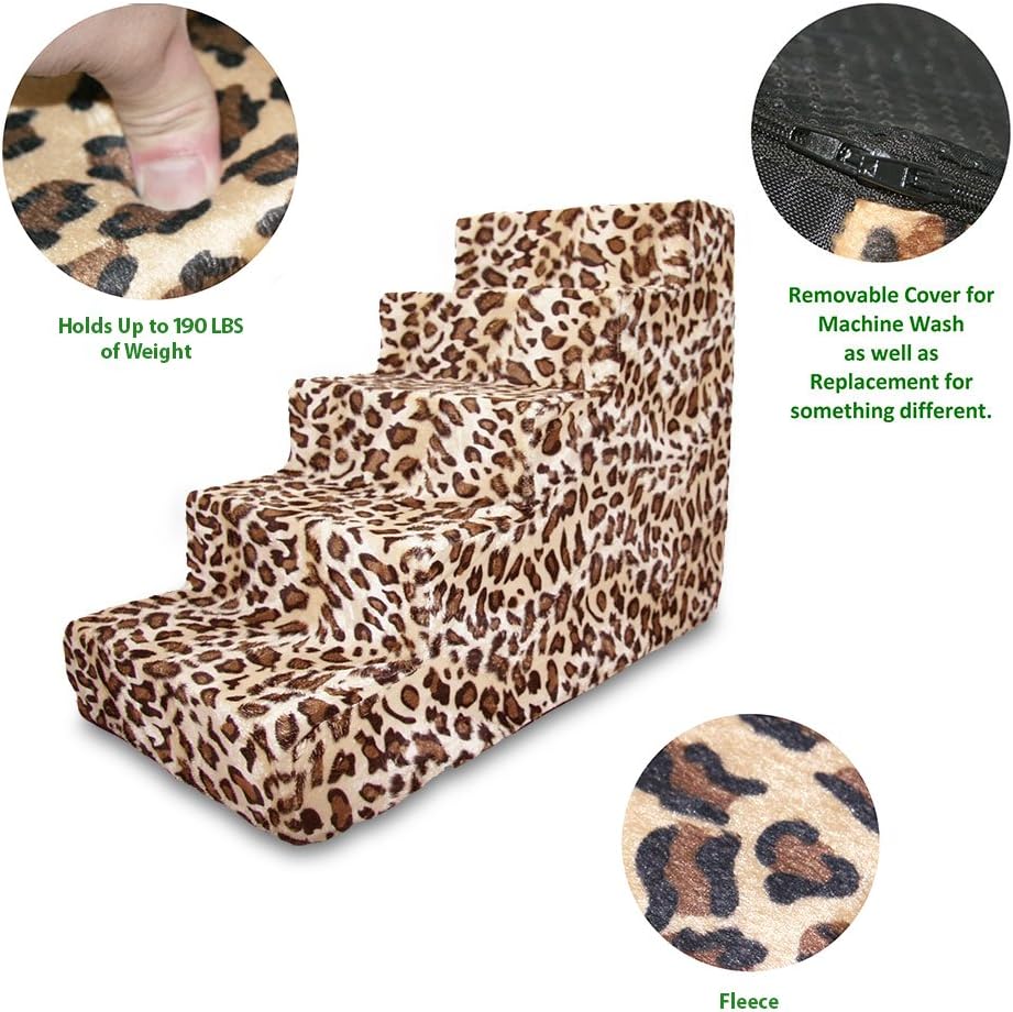 Best Pet Supplies ST225T-L Foam Pet Stairs/Steps, 5-Step, Animal Print : Pet Supplies