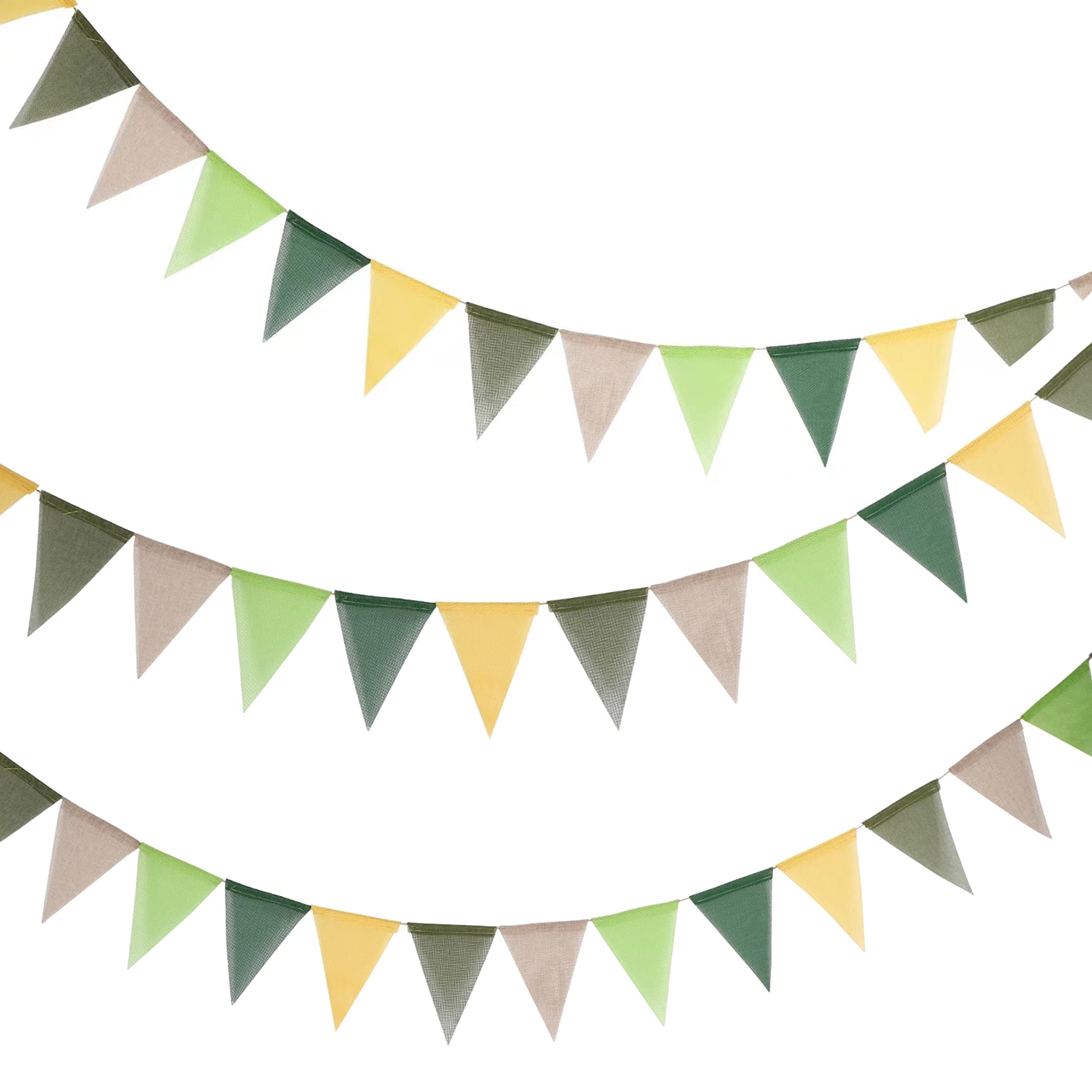 3Pack Green theme Bunting Banner,60Flags Multicolor Imitated Linen Triangle Flags Waterproof Bunting,Outdoor Indoor Hanging Decoration for Wedding Birthday Festival Party