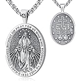 Eusense Saint Necklace Sterling Silver 925 Protection Jewelry for Men Women Patron St Medals Amulet Pendant