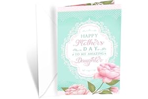 Prime Greetings Daughter Mother's Day Card, Made in America, Eco-Friendly, Thick Card Stock with Premium Envelope 5in x 7.75in, Packaged in Protective Mailer