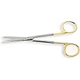 Cynamed TC Metzenbaum Dissecting Scissors with Tungsten Carbide Inserts and Gold Rings - Long, Slim Precision Shears - Medical Grade Premium Quality Stainless Steel (5.75 in. Straight Blades))