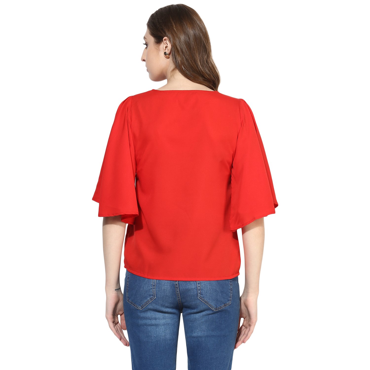 one femme women's solid bell sleeved top