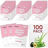 Makeup Remover Wipes 100 Count, Individually Wrapped &amp; Hypoallergenic | Gentle Alcohol-Free Bulk Cleansing Facial Towelettes for All Skin Types, Travel Size for Purse, Gym &amp; Pocket