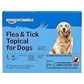 Amazon Basics Preventative Flea and Tick Topical Treatment for Medium Dogs (23-44 lbs), Up to 30 Days Protection, Fast Acting, 6 Counts, Packaging May Vary
