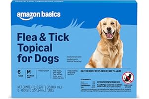 Amazon Basics Flea and Tick Topical Treatment for Medium Dogs (23-44 Pounds), 6 Count, Packaging May Vary