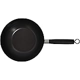 IMUSA USA 9.5" Traditional Carbon Steel Nonstick Coated Wok with Bakelite Handle