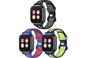 BUTIFACION 3 Pack Waterproof Silicone Gizmo Watch Band for Kids Compatible with Gizmo Watch 3 2 1/ Gabb Watch 3 2 1/ SyncUP/Cosmo JrTrack Watch, Breathable Soft Sport Bands with Air Holes Design for Boys Girls