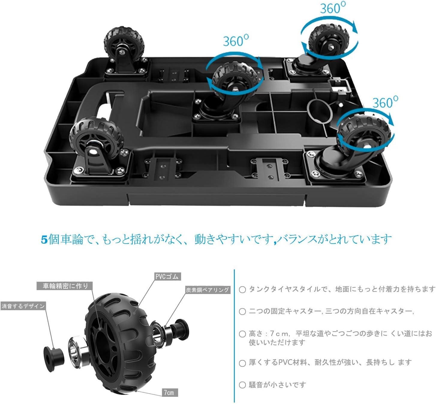 Amazon キャリーカート 折りたたみ 軽量 静音 台車 滑り止めのゴムタイヤ 押し引きスムーズ 耐荷重 100kg 家庭用 旅行用 コンパクト 荷物運び ハンドキャリー ゴムひも 3 Kakng キャリーカート