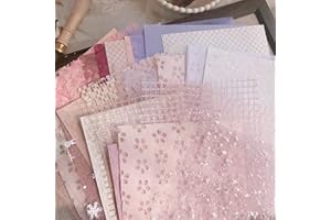 SANZAOGANG 30Pcs Scrapbook Paper Textured Paper, A5 Craft Scrapbooking Paper Sheets Handmade Snow Dot Mesh Fabric Mix Special Papers for Scrapbooking, Art Journaling, Card Making Supplies(5.5x7.8in,Style-A)
