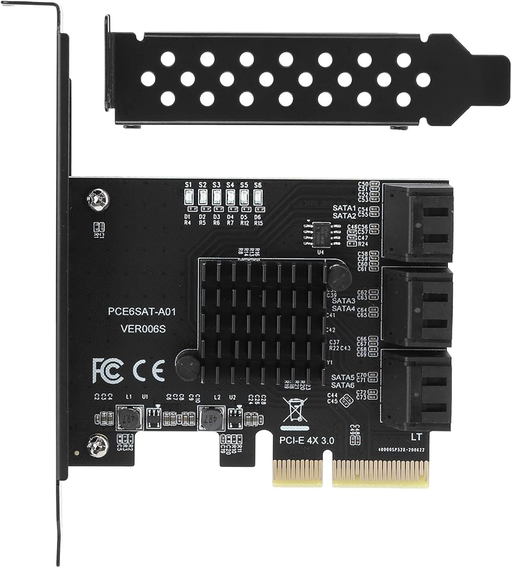 Fdit PCIe SATA Card 6 Port 6Gbps SATA Controller Expansion Card PCI-e x4 3.0 to