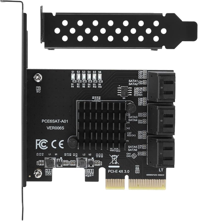 Fdit PCIe SATA Card 6 Port 6Gbps SATA Controller Expansion Card PCI-e x4 3.0 to