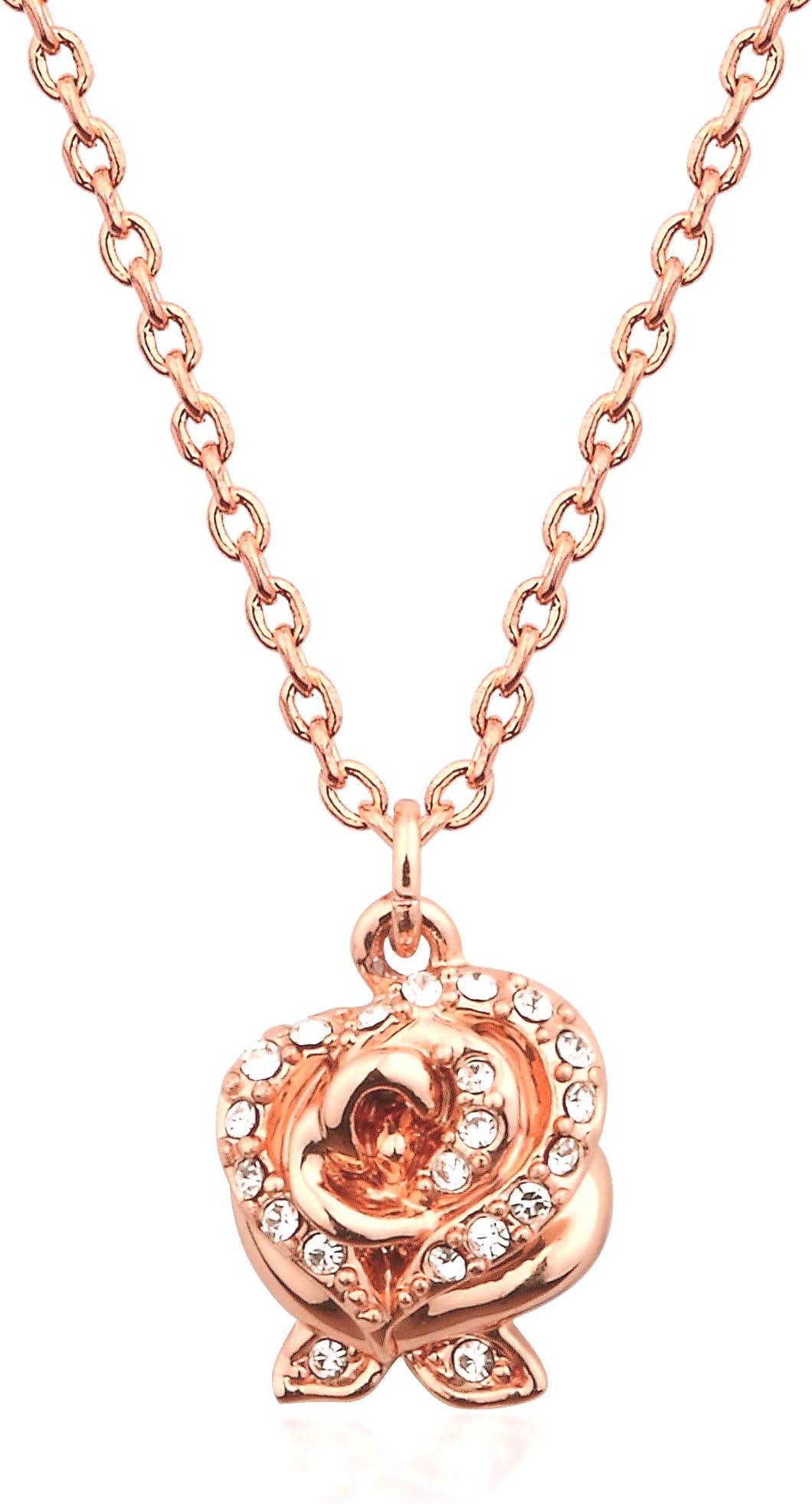 DisneyCouture Kingdom Beauty & The Beast Rose Gold-Plated Crystal Rose Necklace